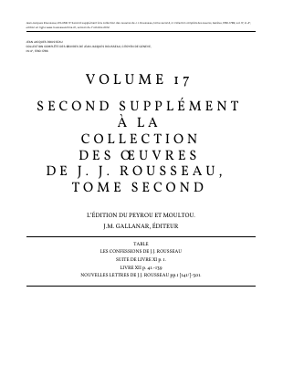Couverture de Rousseau - Oeuvres 17 - Supplément 2 (rousseauonline)